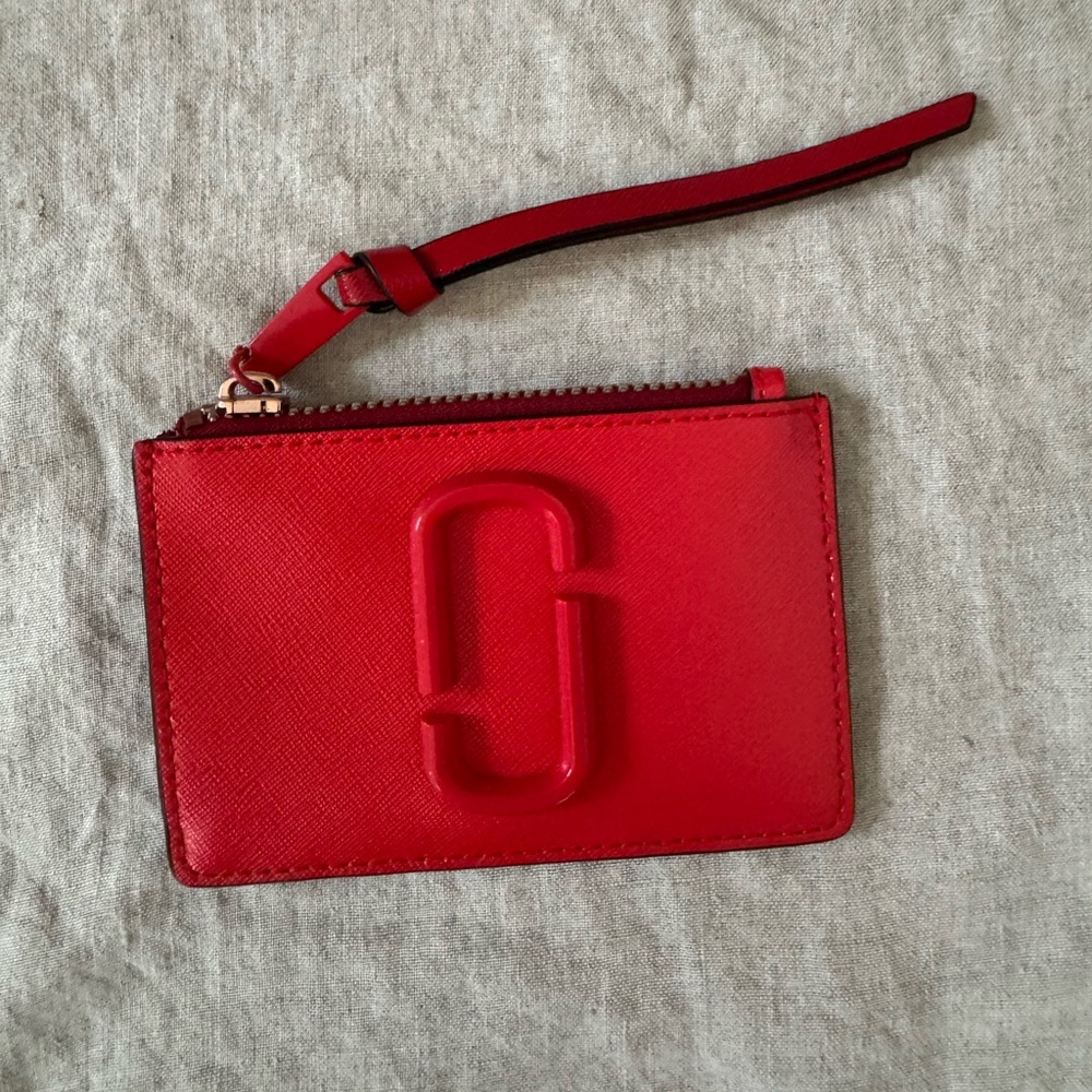 Marc Jacobs Saffiano Leather Card Case Wristlet – Red / Blush